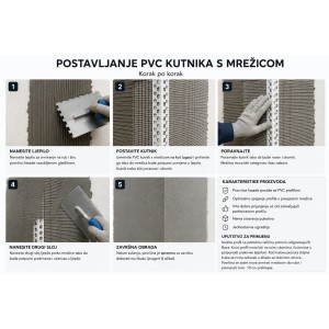 Pvc kutnik s mrežicom 100/150 (2,5 m), Armiranje i zaštita kuteva